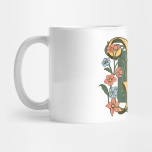 Art Nouveau Letter N, Ornamental Letter N, Art Deco Mug